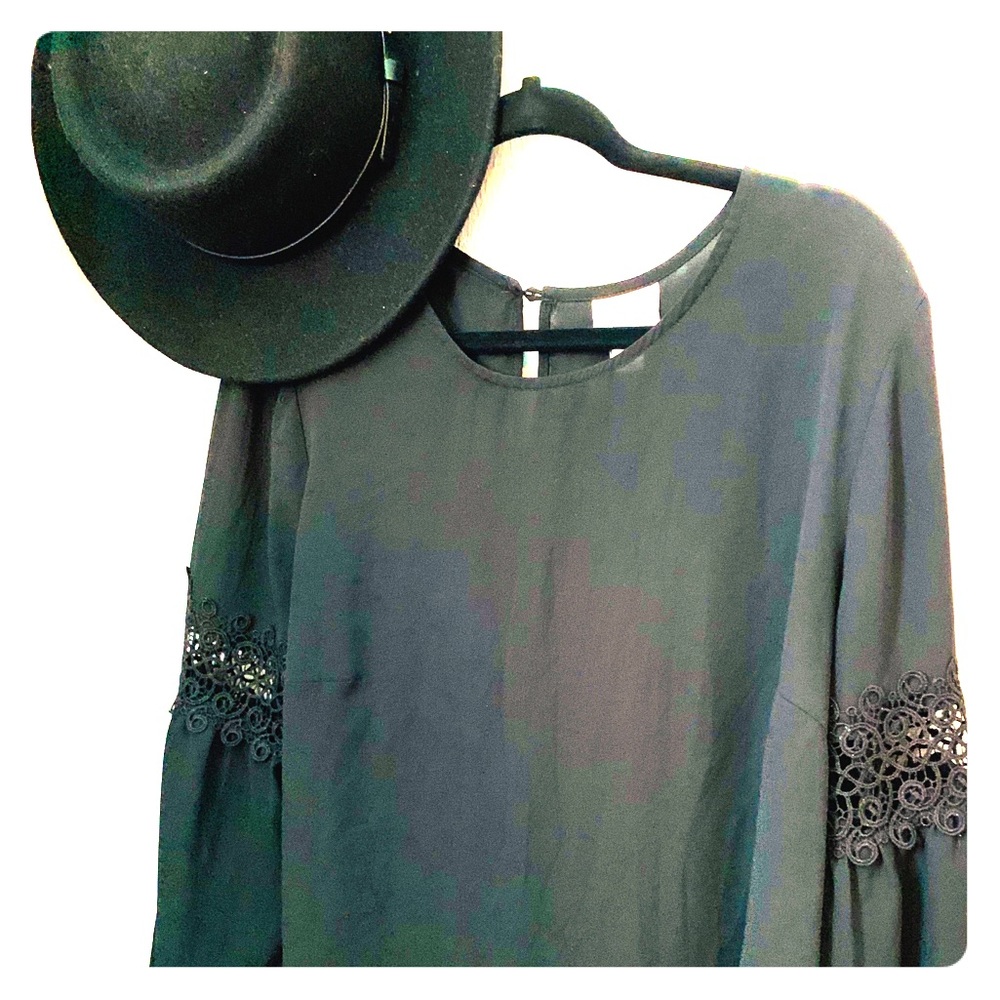 Dress, black, somewhat sheer blouse/Size 1X